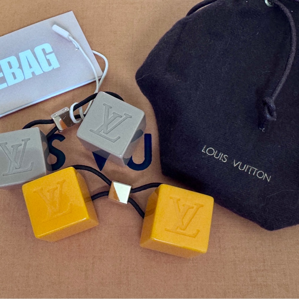Louis Vuitton Beige and Orange Cube Hair Ties